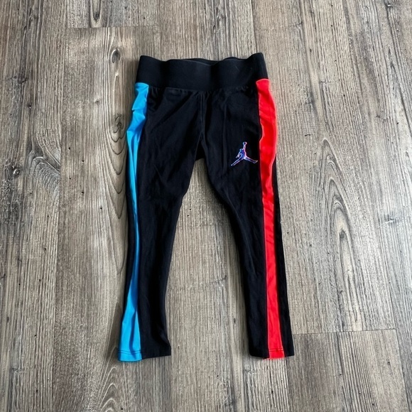 NIKE Air Jordan Girls Pants Activewear Leggings Red/Blue Stripe Size 6 M 5-6 yrs - Picture 1 of 5